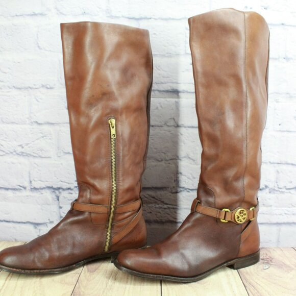 Coach Mysie Brown Tall Leather Knee High Riding Boots Shoes Pull On Size 8 - Picture 2 of 13